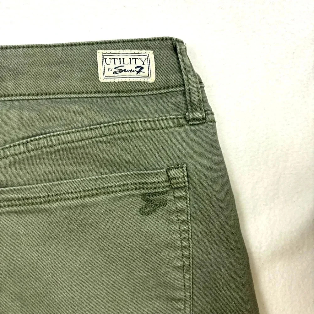 Seven7 Green Military Utility Ankle Stretch Midrise Ankle Skinny Pants Size 16 - Picture 9 of 15